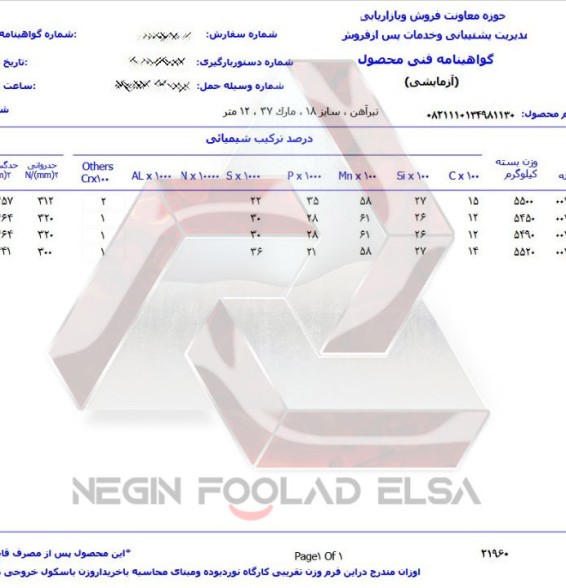 برگ آنالیز تیرآهن 18 ذوب آهن آنالیز تیرآهن 18 ذوب آهن
