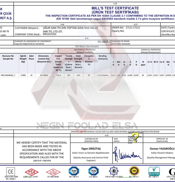 برگ آنالیز تیرآهن هاش 24 سبک ترک آنالیز تیرآهن هاش 24 سبک ترک